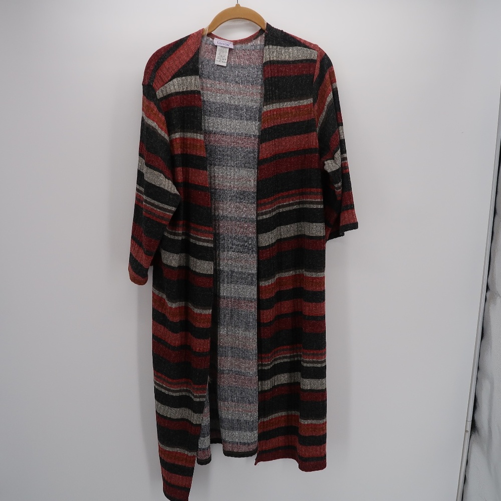 Essentials Striped Open Front Sweater Cardigan